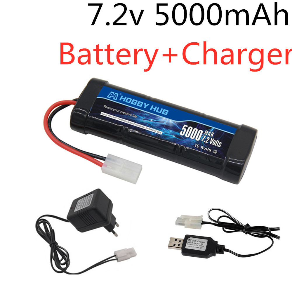 Rc Hobby Hub - 7.2V 5000mAh ニッケル水素バッテリーパック タミヤプラグ付き 7.2v 充電器と