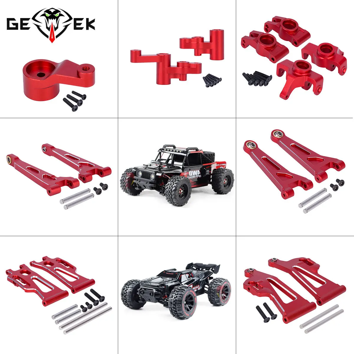 Rc Hobby Kit - CNCアルミ製ステアリングカップ、フロントリアスイングアーム、サーボアームキット MJX Hyper Go 1/14 14209