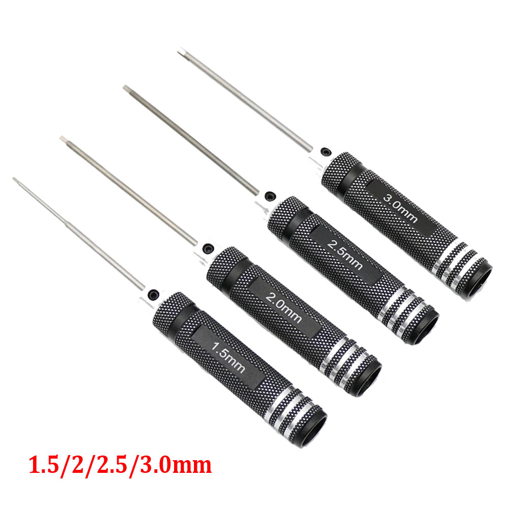 Rc Hobby Electric Screwdriver - 4 個 1.5/2/2.5/3.0 ミリメートルブラック六角ドライバーアレンレンチ修復ツールセット RC カー用