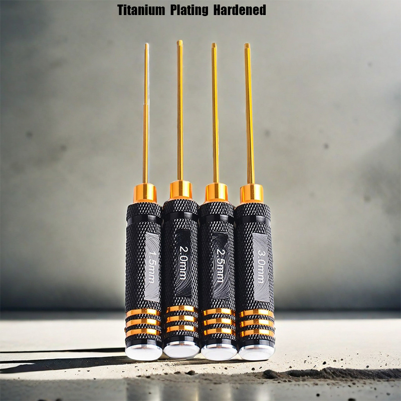 Rc Hobby Electric Screwdriver - Rcヘリコプター、車のおもちゃ、チタンメッキ、硬化ドライバー、六角キー用の六角ドライバーセット、1セット、1.5mm、2.0mm、2.5mm、3.0mm、rcツール