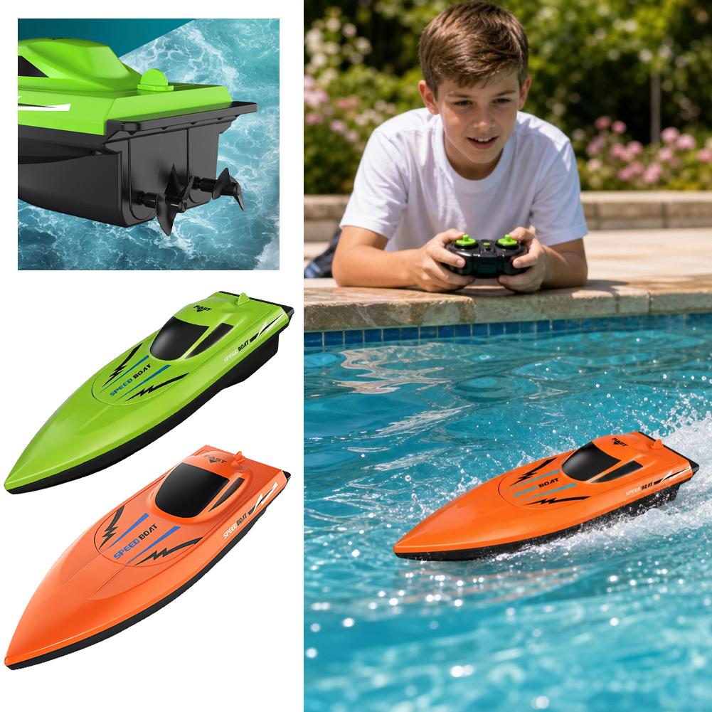 Rc Hobby Grade Boat - 2.4G RC高速スピードボート防水リモコンレーシングボートデュアルモータープール湖子供用おもちゃ