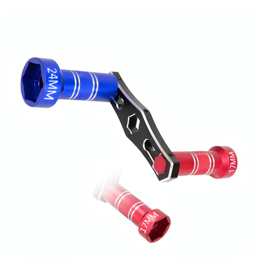 Rc Hobby Nut - RC車両用ホイール六角ナットレンチツール 17mm 24mm 交換可能なソケット付き 修理用スリーブ 1/10