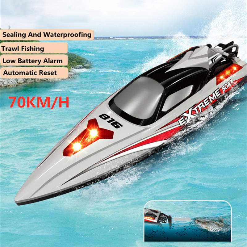 Rc Hobby Grade Boat - 70KM/H高速リモコンボートRCスピードボート 200Mネスティングアンフックキャプシードリセット防水レーシング誘導RCボートおもちゃ
