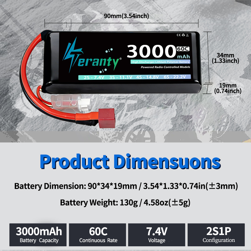 TERANTY 2S 3000mAhリポバッテリー 7.4V - Rc Hobby Rc のレビューと価格