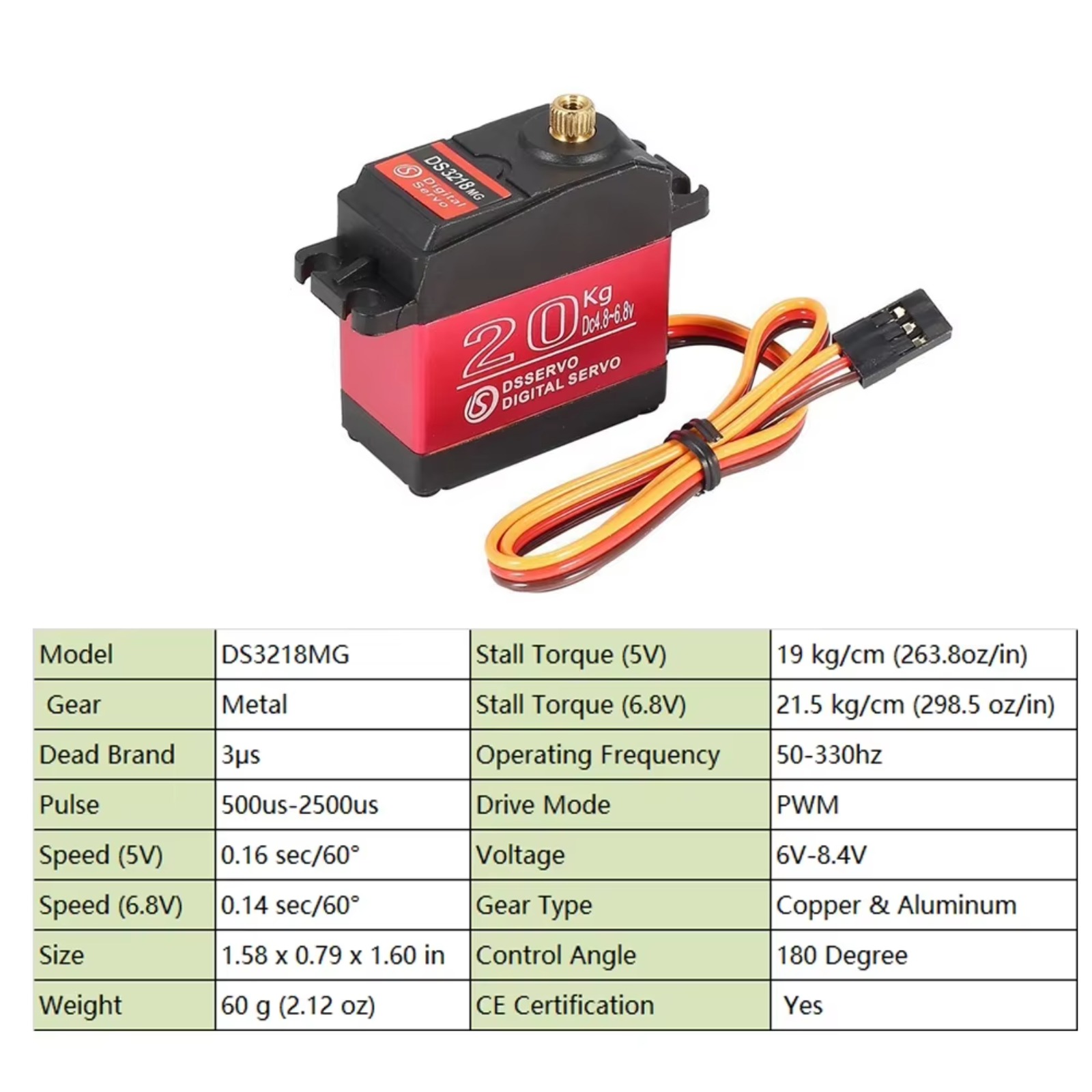 10 個 DS3218 20KG デジタルサーボ高トルク防水 - Servo Metal Gear のレビューと価格